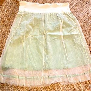 Pull on toile skirt with green slip